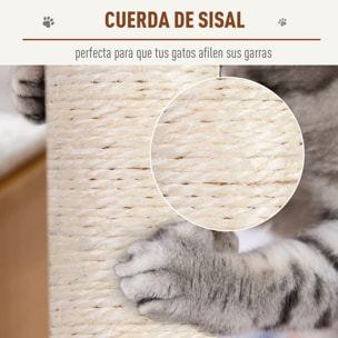 Rascador Árbol para Gatos de Felpa 31x31x58cm Gris y Crema