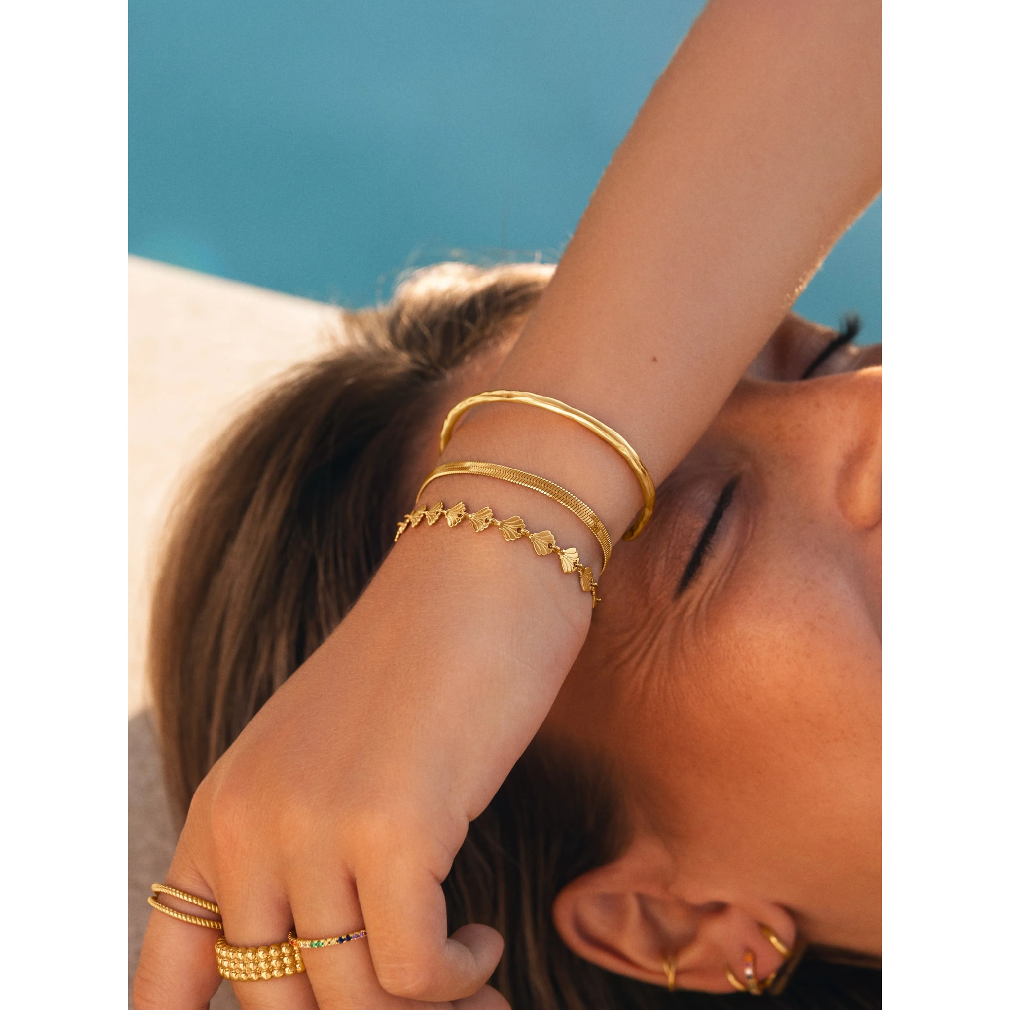 Pulsera Shells Acero Baño Oro