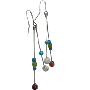 Pendiente Columpio multicolor plata 925 y cristal Plata Única