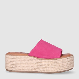 Sandalias de Serraje - Fucsia - Tacón: 6 cm