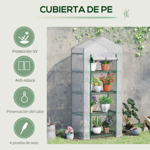 Invernadero de Jardín con 4 Estantes y Cubierta de PE Cultivo de Plantas Blanco