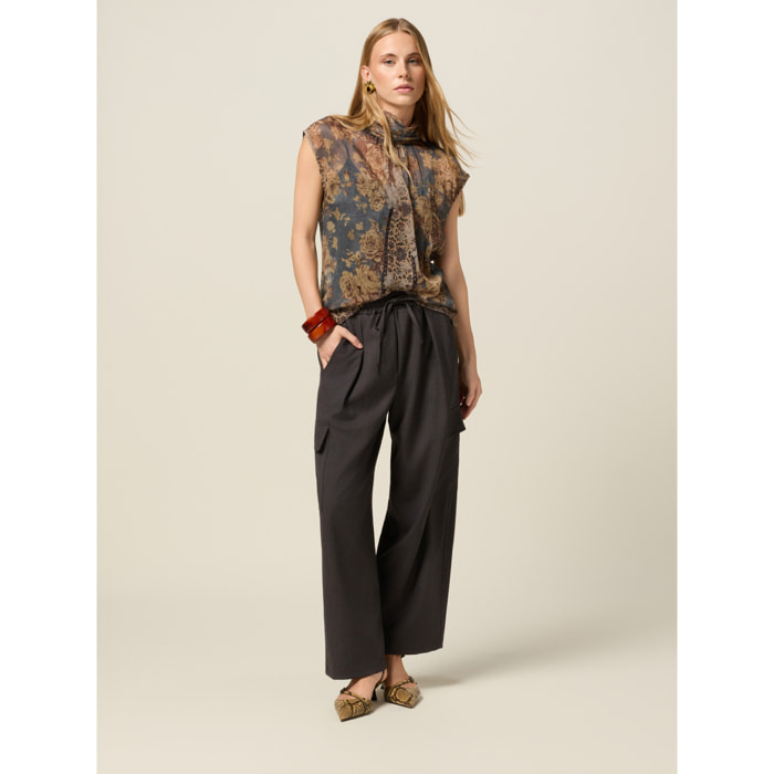 Oltre - Cargo in poliviscosa tinto filo - Grigio