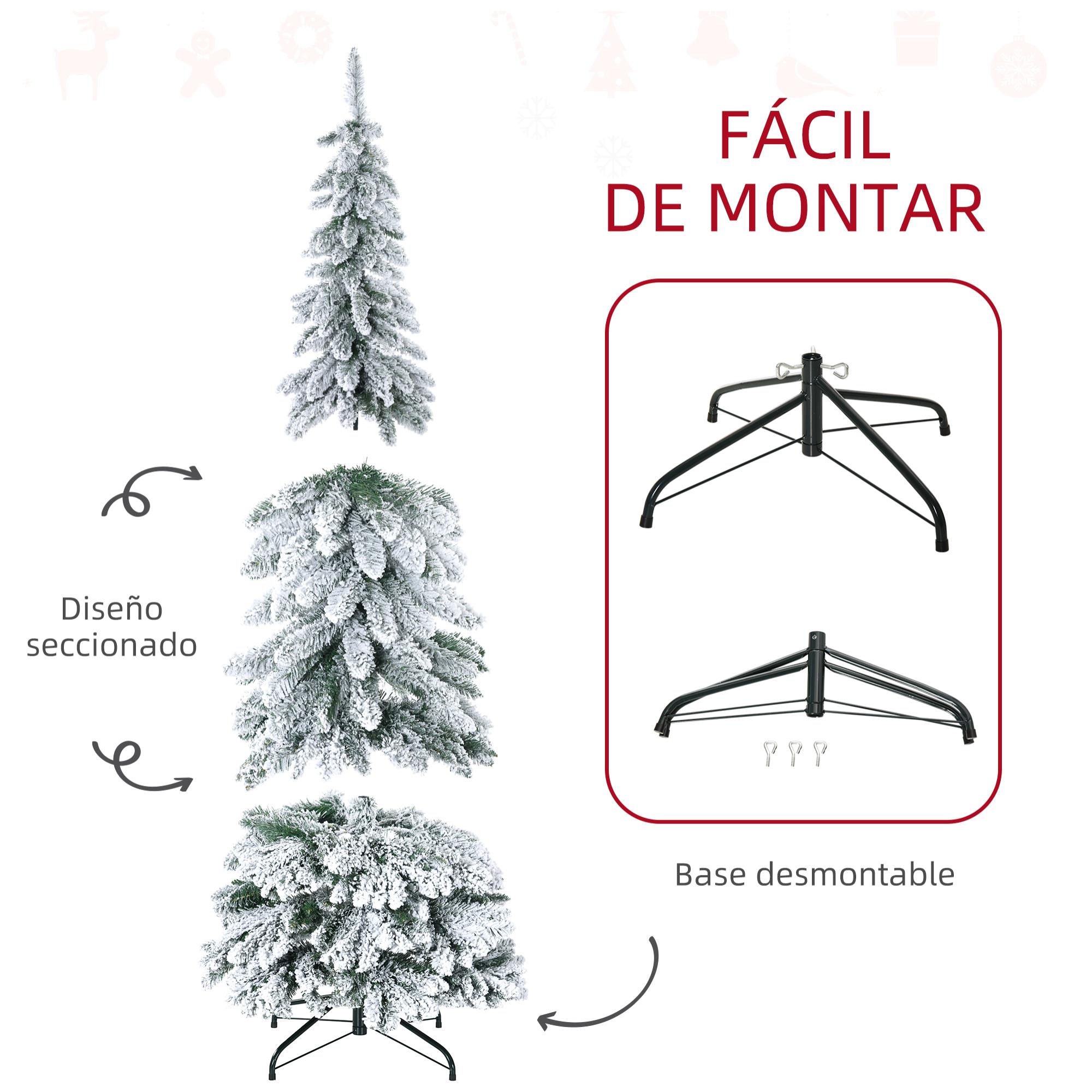 Árbol de Navidad Artificial 180 cm Árbol de Navidad Nevado con 523 Ramas Soporte de Acero Plegable Decoración para Hogar Fiestas Verde