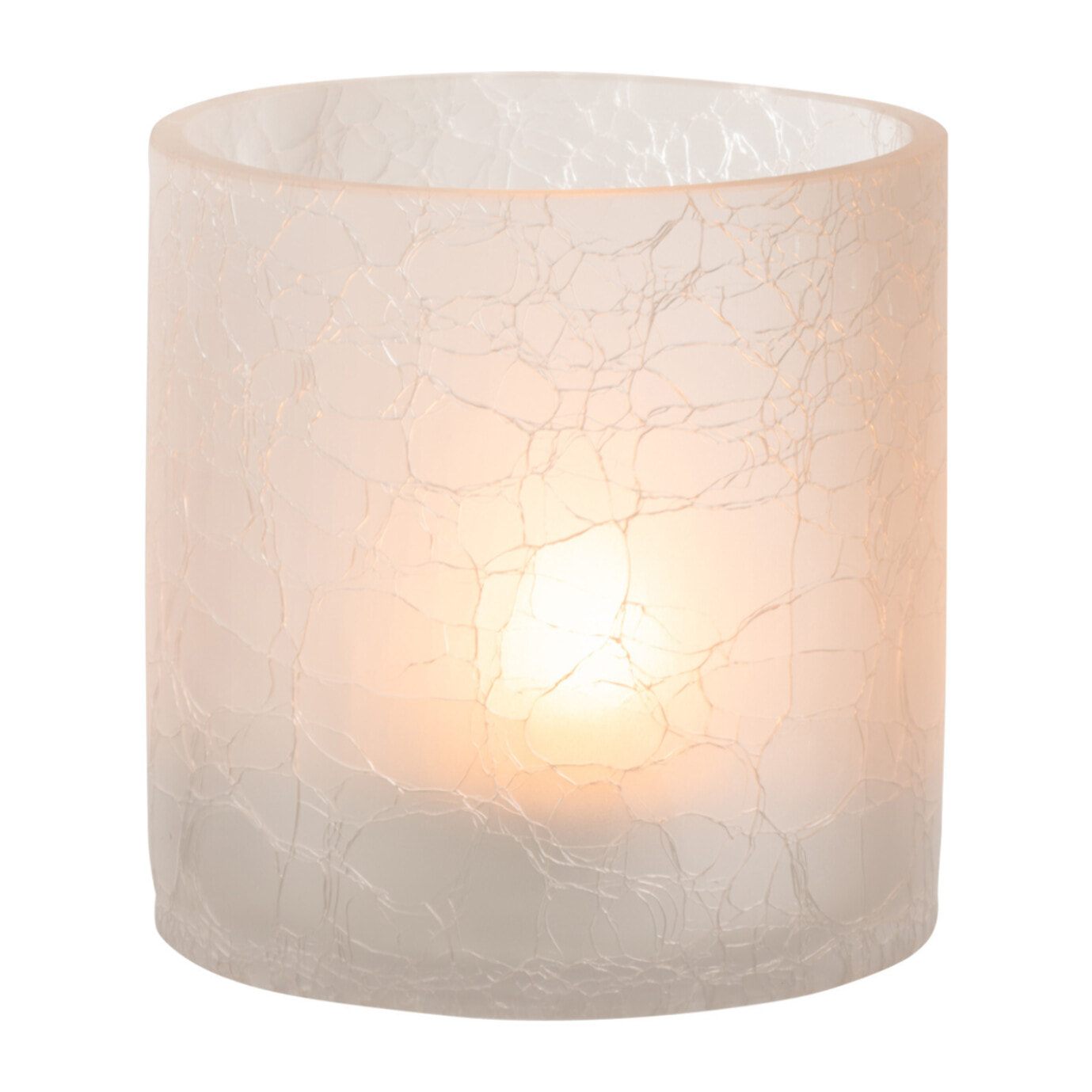 J-Line photophore Cylindrique Craquele - verre - blanc - medium