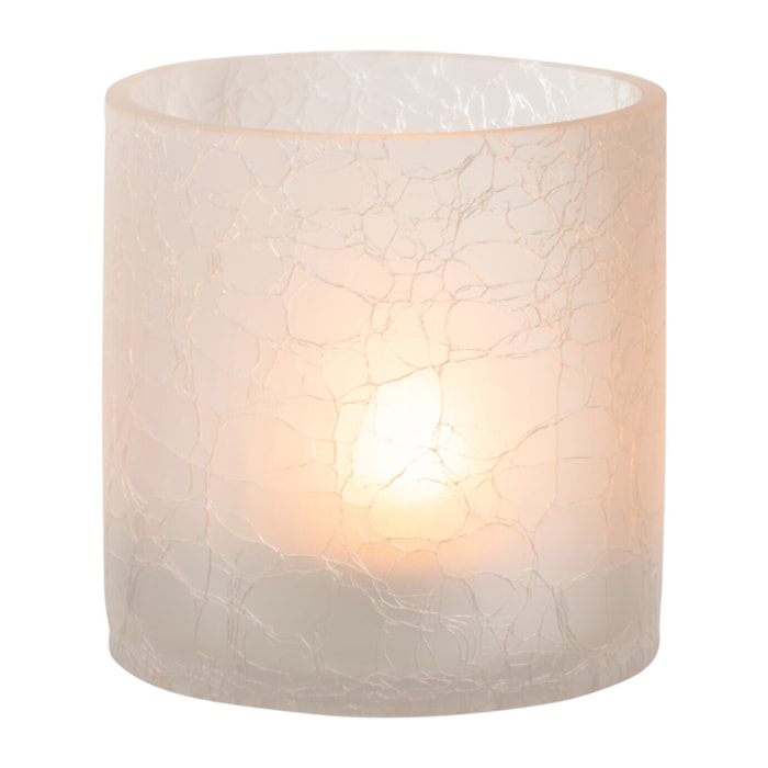 J-Line photophore Cylindrique Craquele - verre - blanc - medium