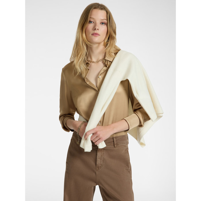 Elena Mirò - Camisa de satén elástico - Beige