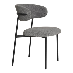 Set 2 sedie da pranzo Mira in Bouclé Grigio Chiaro con Gambe Nere