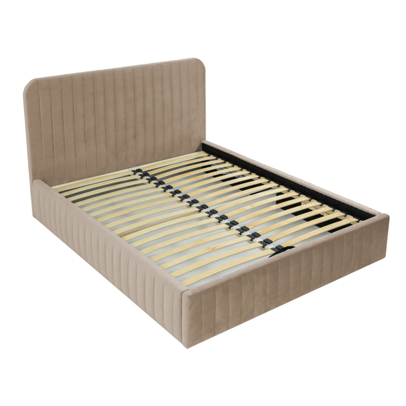 Stuart - lit coffre - 160x200 cm - sommier inclus - en velours - Latte