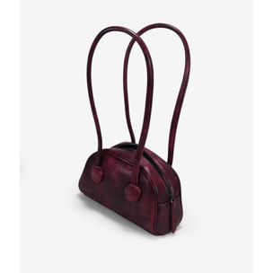 Bolso de hombro burdeos con cremallera