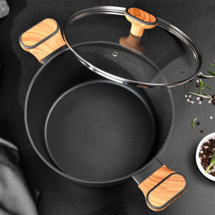 cacerola con tapa en aluminio forjado antiadherente