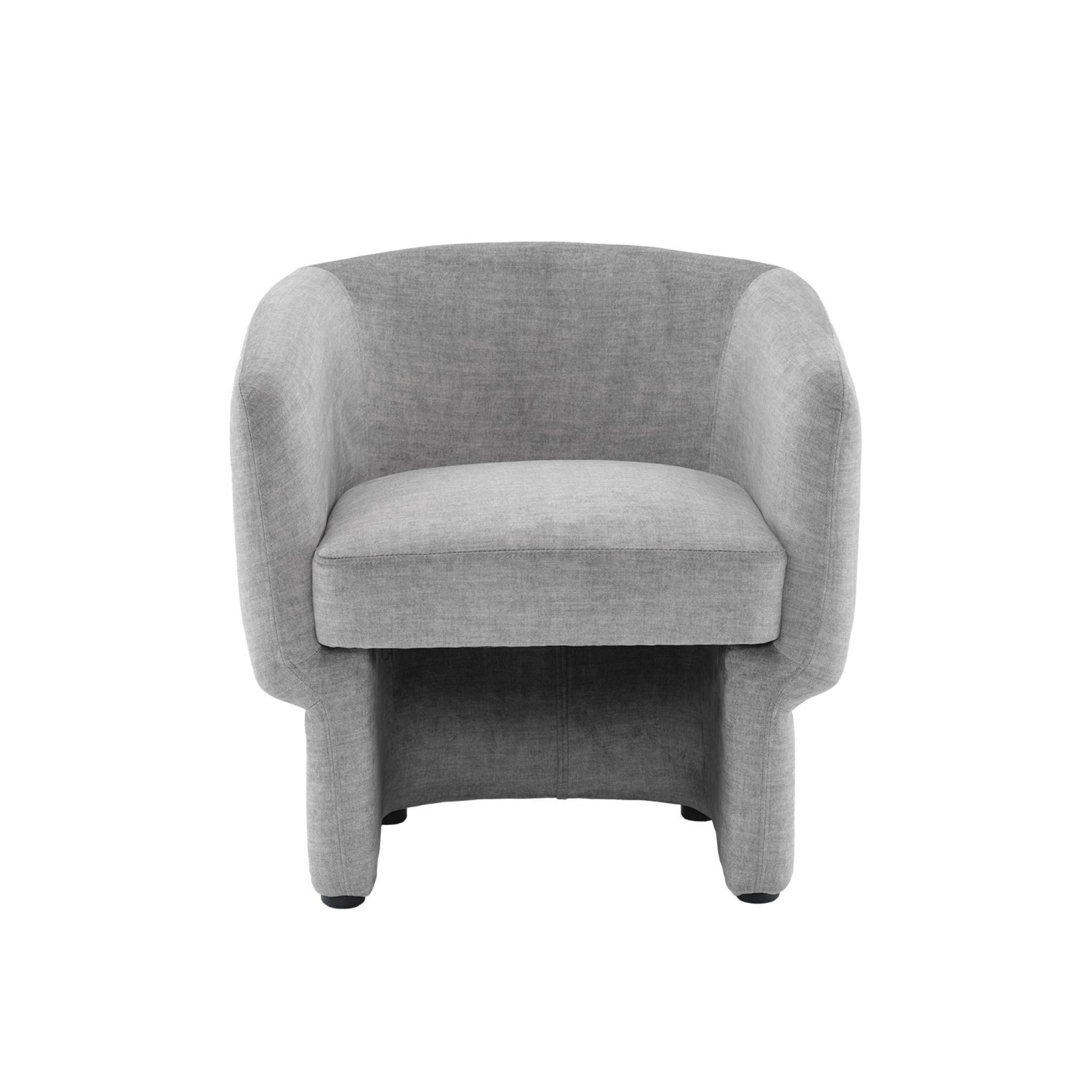 Fauteuil relax en tissu avec forme de dossier et piètement arrondis gris clair