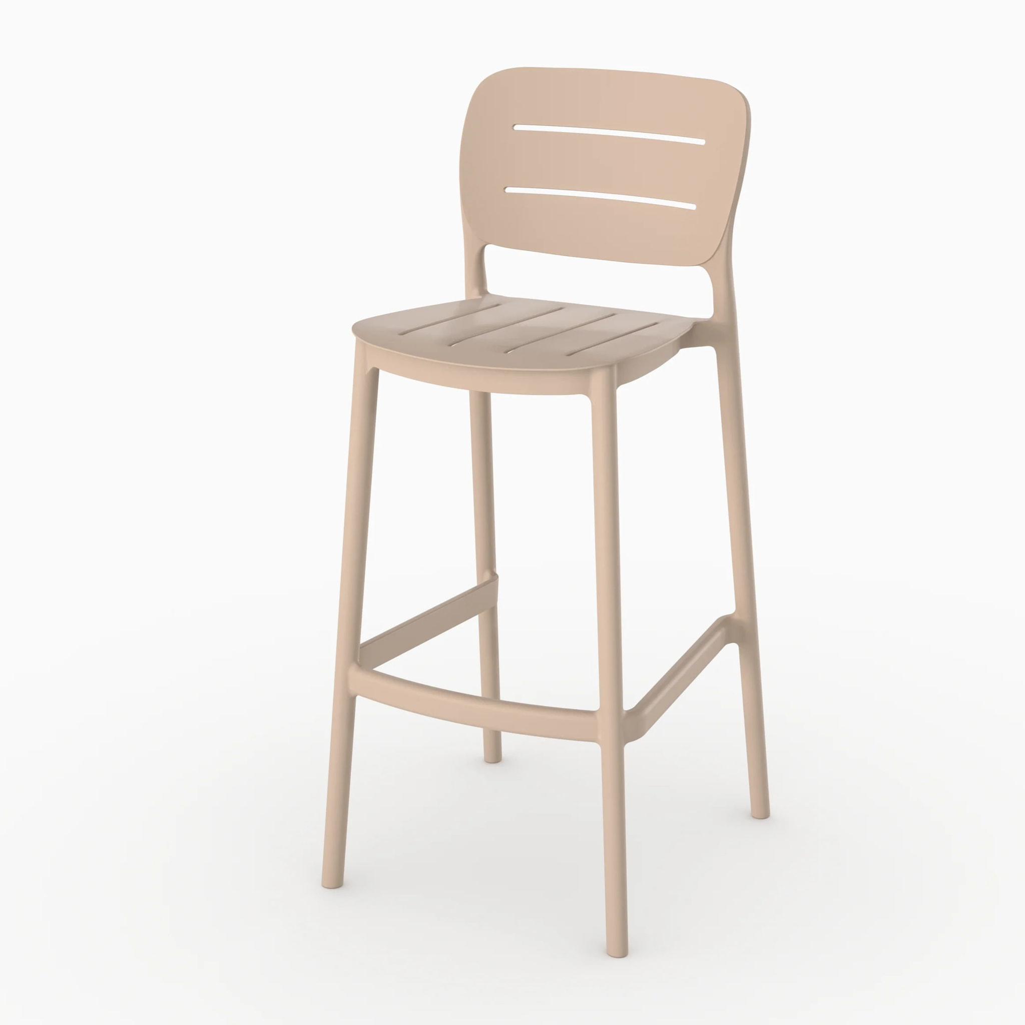 Lot de 2 chaises de bar de jardin 75 cm en plastique beige - Lola