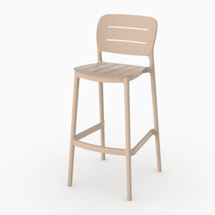 Lot de 2 chaises de bar de jardin 75 cm en plastique beige - Lola