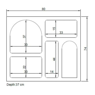 Credenza Dgargiul, Buffet da soggiorno, Madia da salotto, Dispensa da cucina, 80x35h74 cm, Bianco