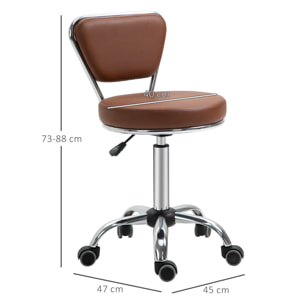 HOMCOM Tabouret de massage Vintage - tabouret de travail pivotant 360° - hauteur assise réglable 49-64 cm - revêtement synthétique marron métal chromé