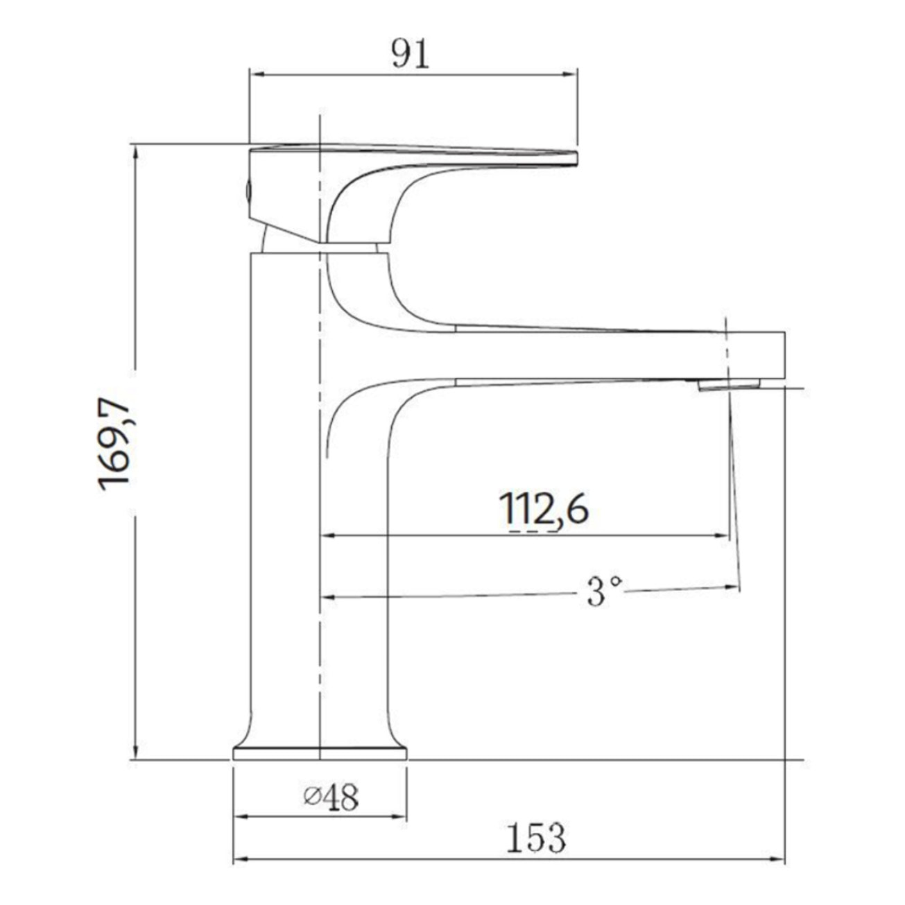 by Siko Mitigeur de lavabo sans tirette ni vidage, noir mat (SATBSDA271PC)