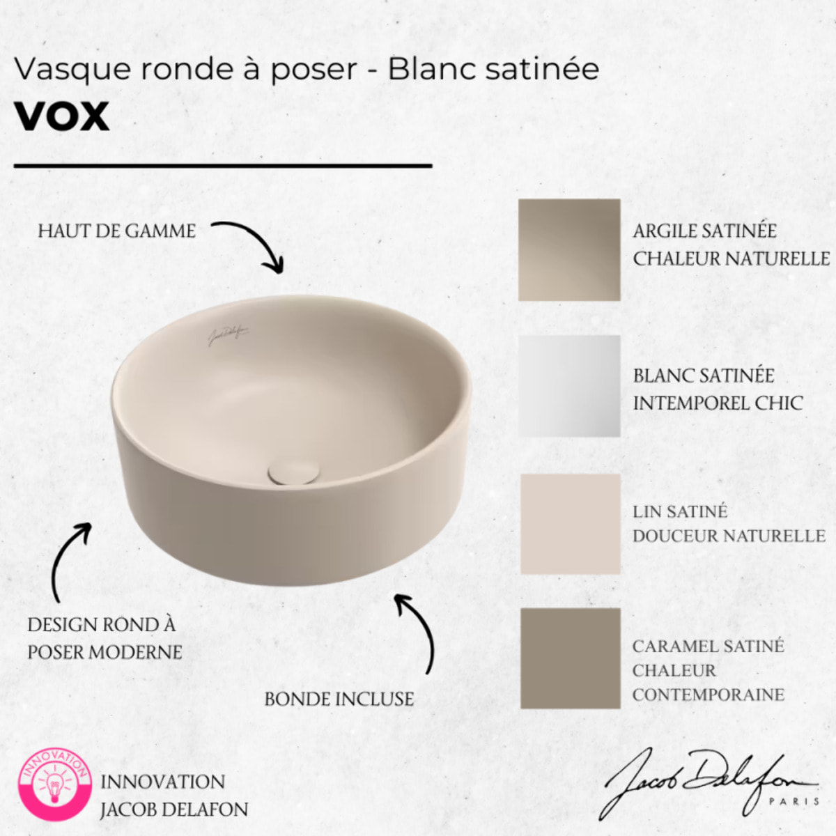 Vasque ronde à poser Vox lin satiné