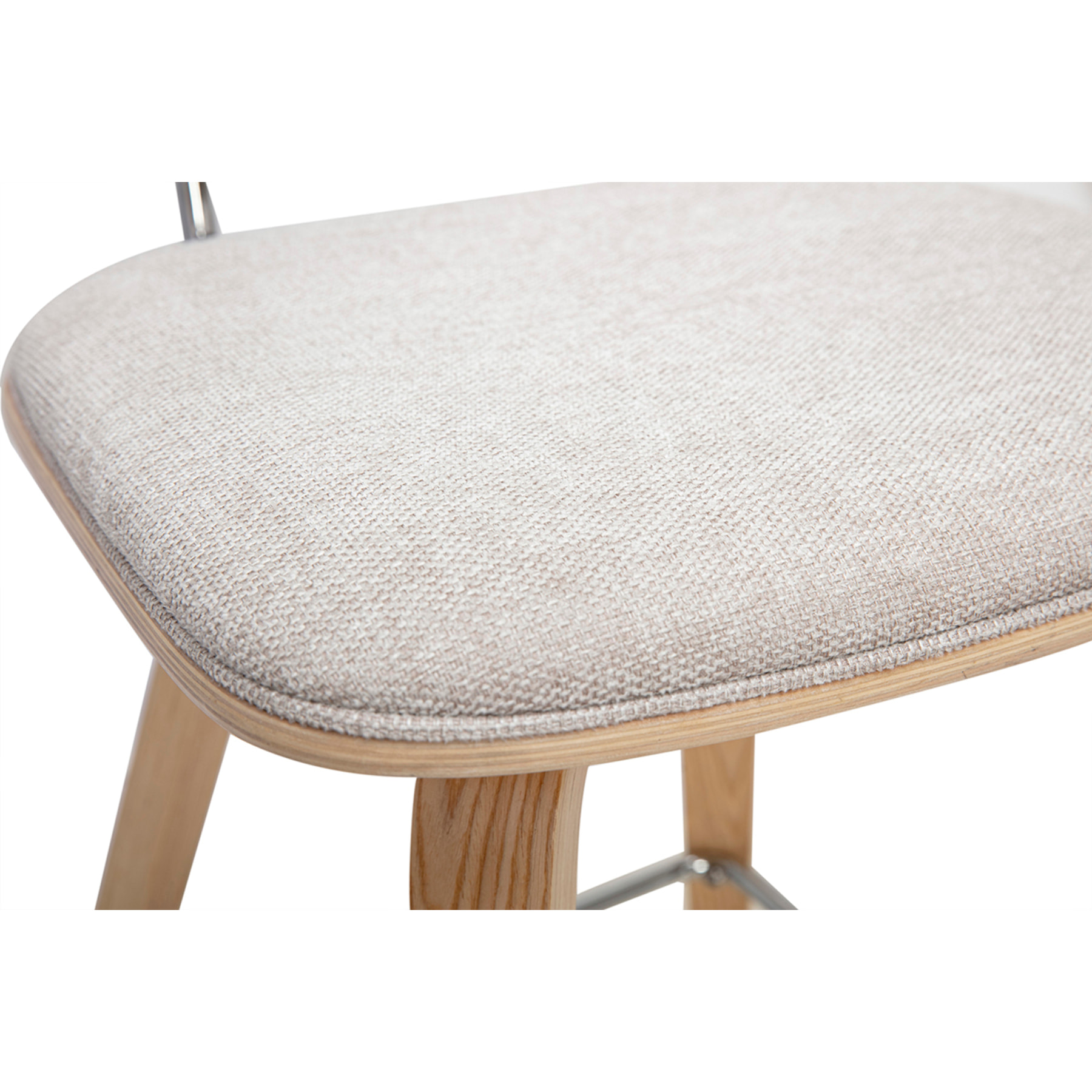 Tabourets de bar en tissu effet velours texturé beige et bois clair H66 cm (lot de 2) SEGUR