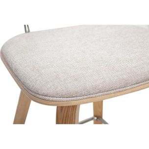 Tabourets de bar en tissu effet velours texturé beige et bois clair H66 cm (lot de 2) SEGUR