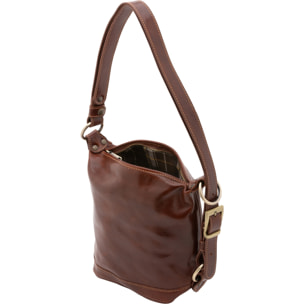 Borsa a secchiello da donna - Modello False - Vera pelle - 25.0 x 28.0 x 14.0 cm