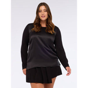 Fiorella Rubino - Camiseta bimatérica de manga larga - Negro