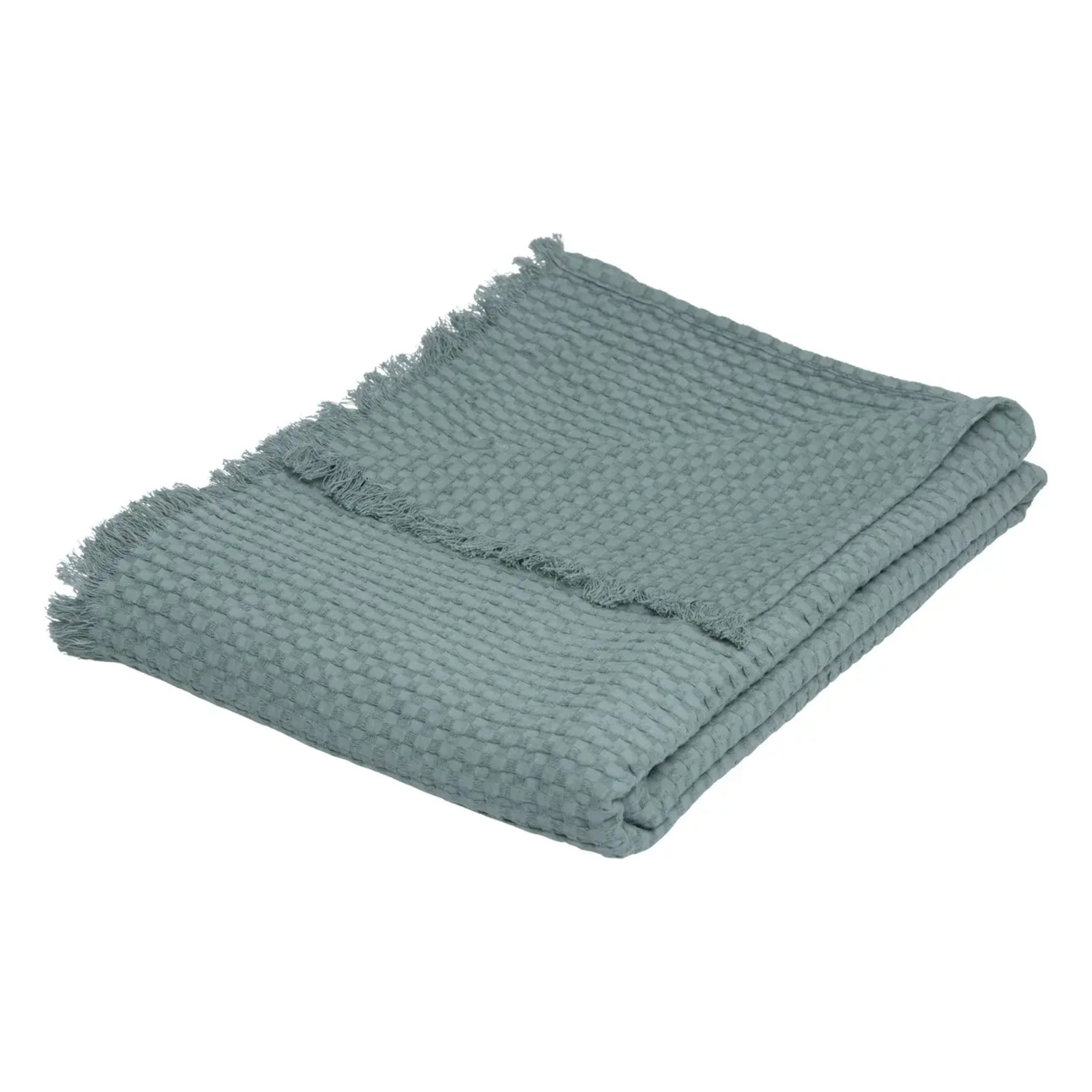Jeté de lit "Widdy" coton 130x180cm vert céladon