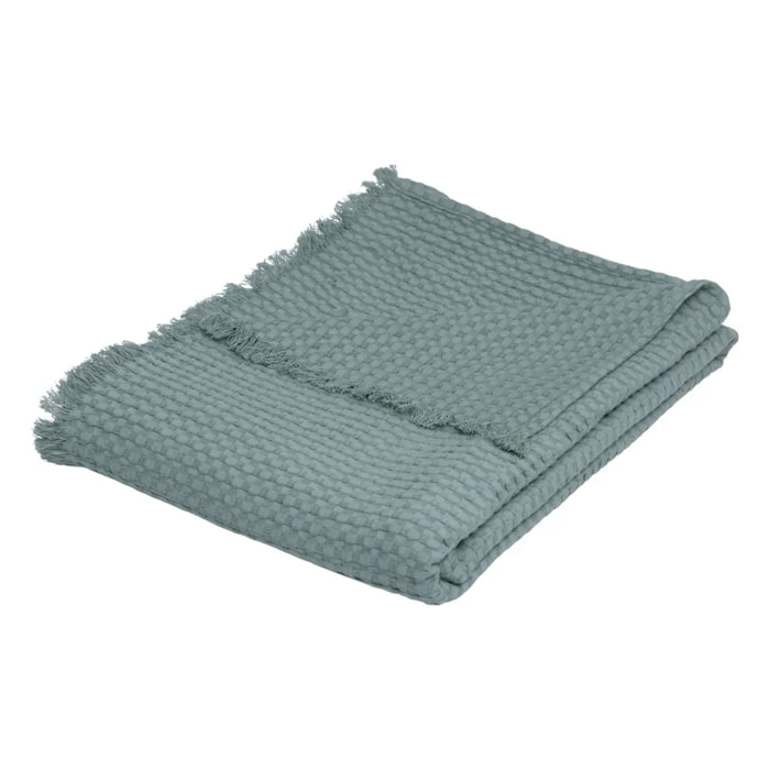 Jeté de lit "Widdy" coton 130x180cm vert céladon