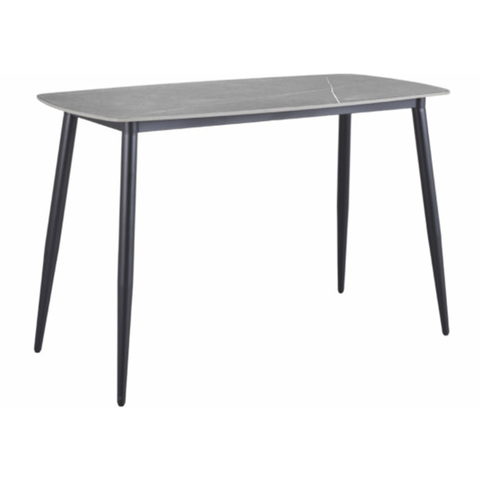 Table haute 140 x 70 cm en céramique marbrée avec pieds en métal - TREIVE