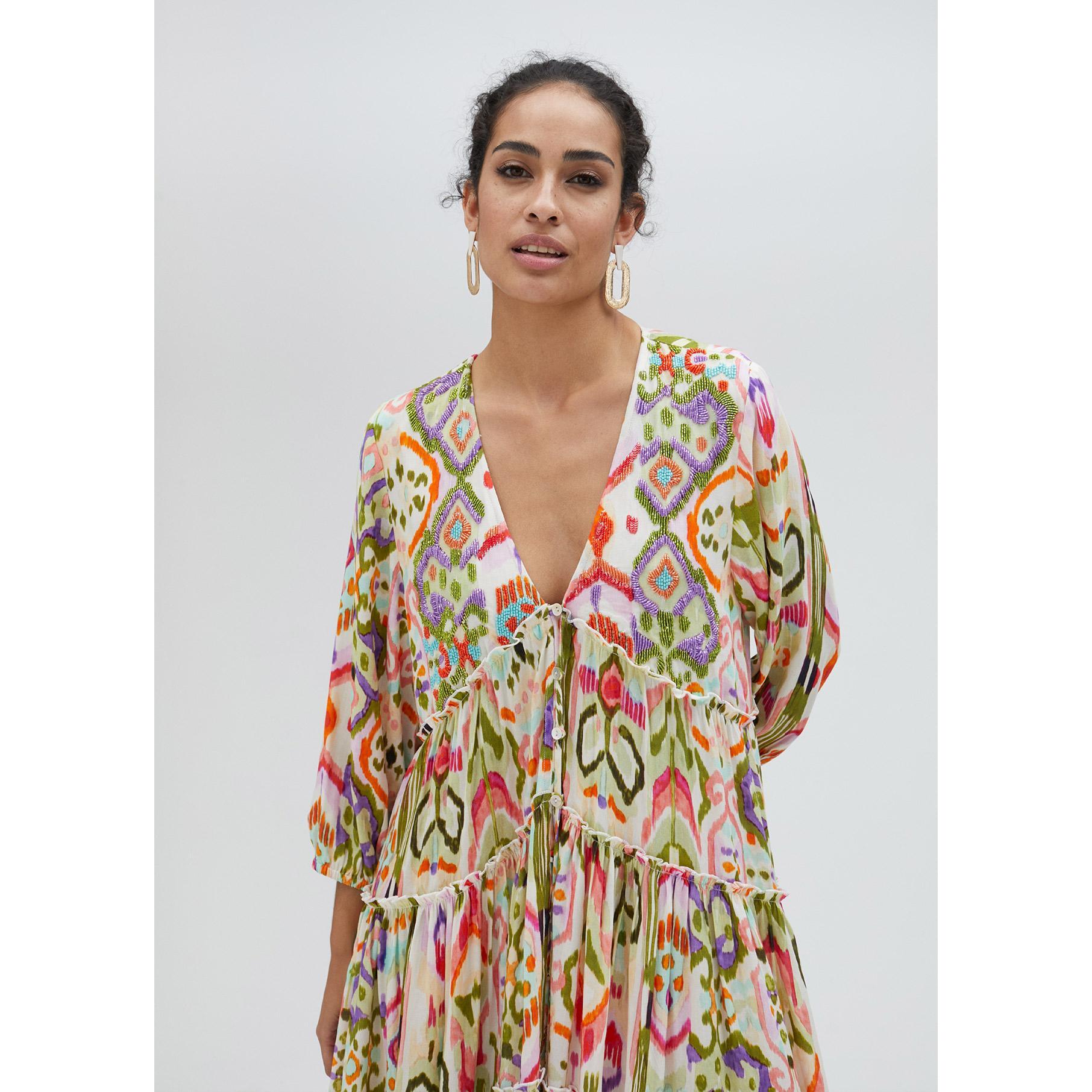 Vestito lungo con stampa etnica