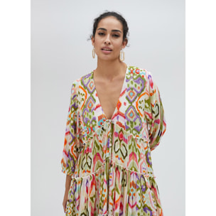 Vestito lungo con stampa etnica