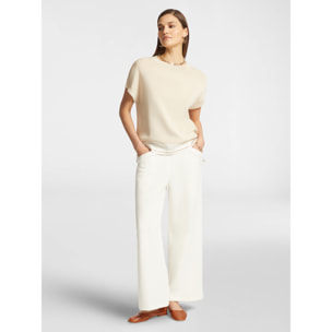 Elena Mirò - Camisa de manga corta con borde de rayas - Beige