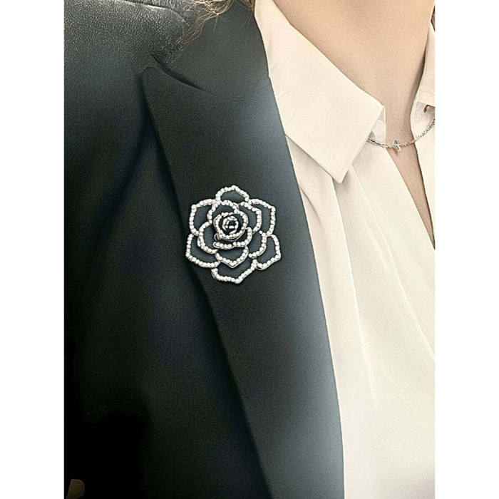 Conjunto pendiente y broche "Escala" en plata chapado