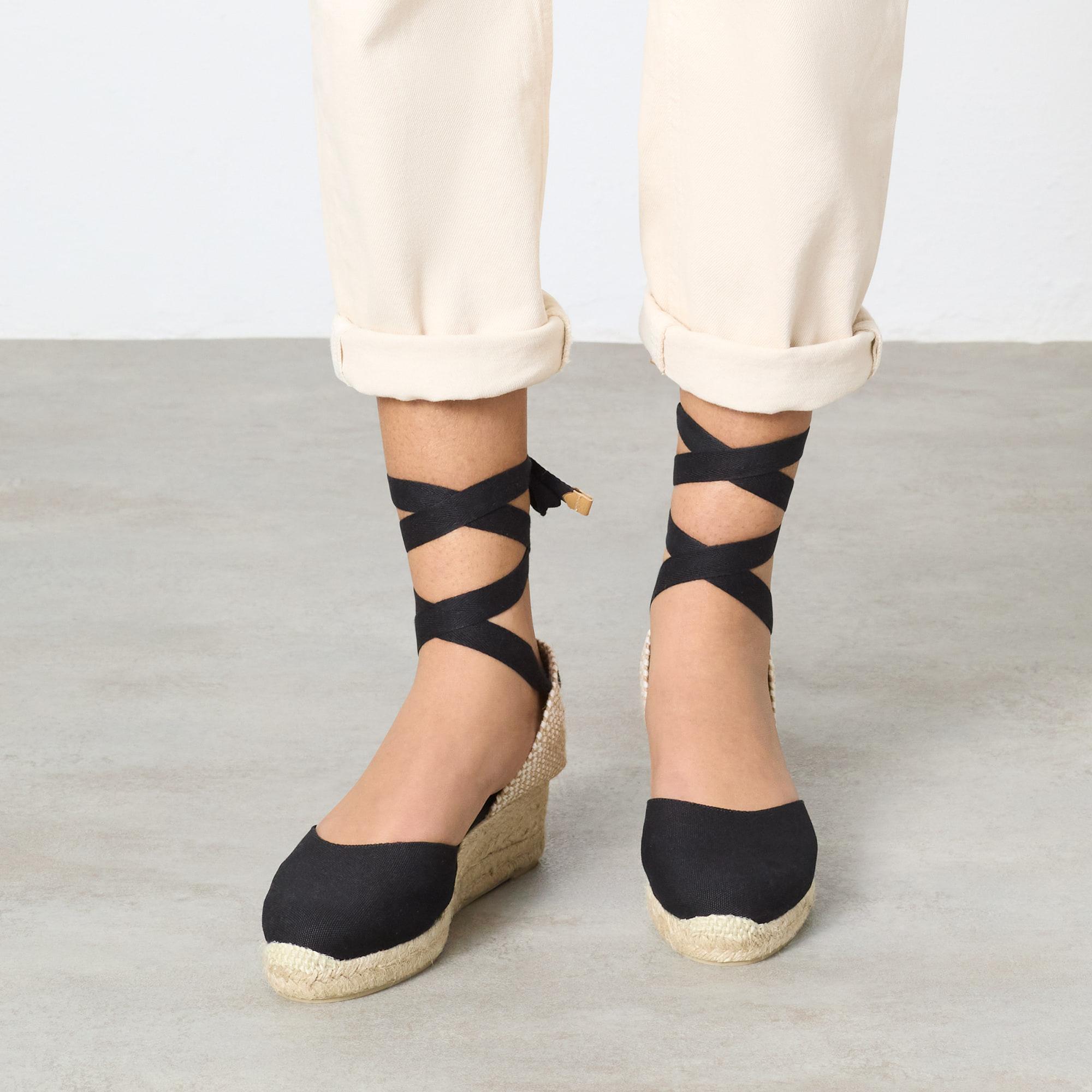 Alpargata cuña Chiara negro mujer 5cm