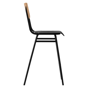 Lot de 2 chaises pour îlot central 66 cm en bois clair et noir - Clem