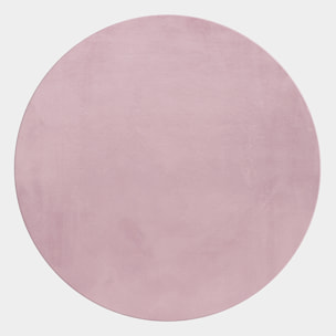 BARROW - Tapis rond en fausse fourrure doux uni Rose