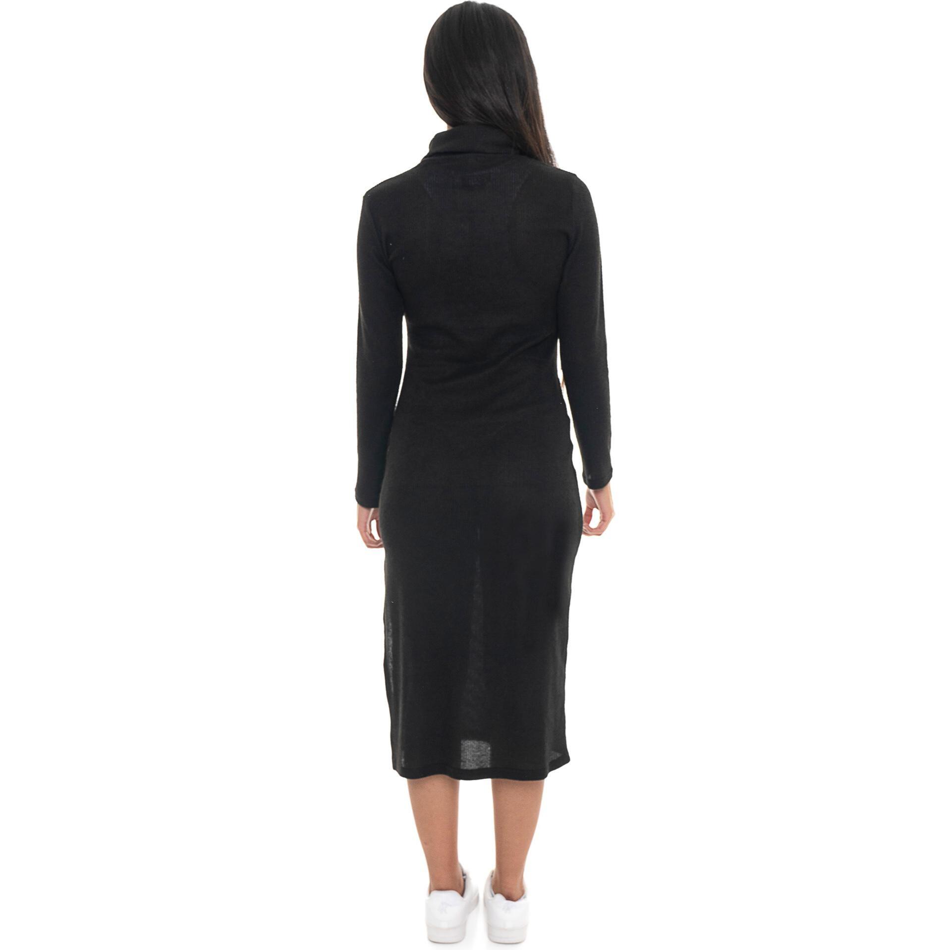 Vestido de cuello alto acanalado con abertura y tachuelas para mujer Leone 1947