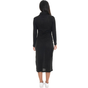 Vestido de cuello alto acanalado con abertura y tachuelas para mujer Leone 1947