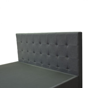Lit Milan avec tête de lit capitonnée | Robuste et confortable | Montage simple rapide | Tissu | Gris foncé