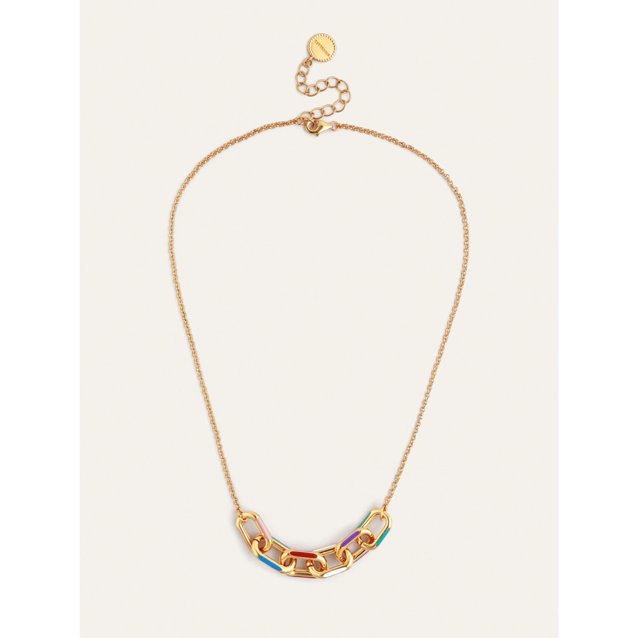 Collar Link Rainbow Enamel Baño Oro