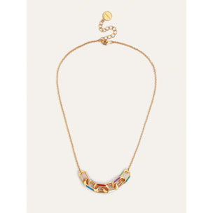 Collar Link Rainbow Enamel Baño Oro