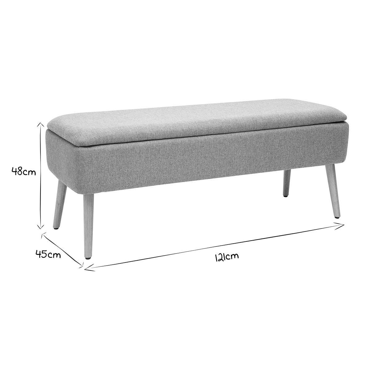 Banc coffre en tissu effet velours texturé terracotta et bois clair massif L120 cm LARS