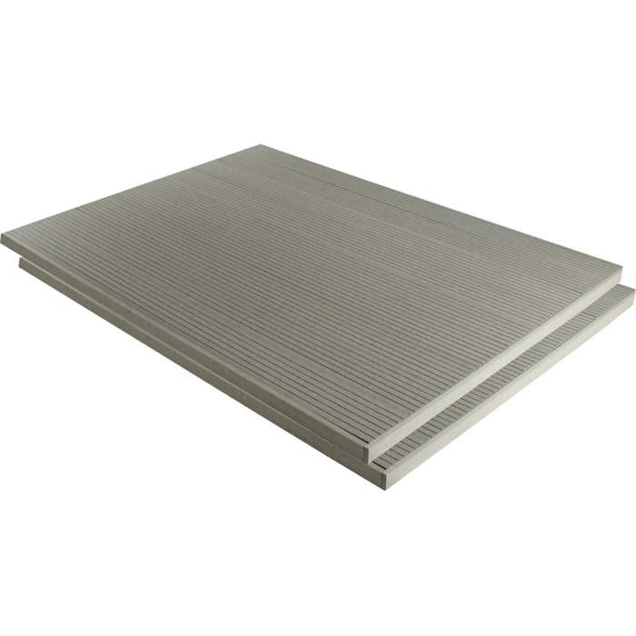Lot de 3 lames de terrasse composite alvéolaires - Long: 2,4m - surface 1m² - Gris