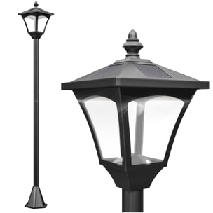 Outsunny Luminaire extérieur solaire lampadaire lanterne classique LED 10 Lm dim. 15L x 15l x 120H cm noir