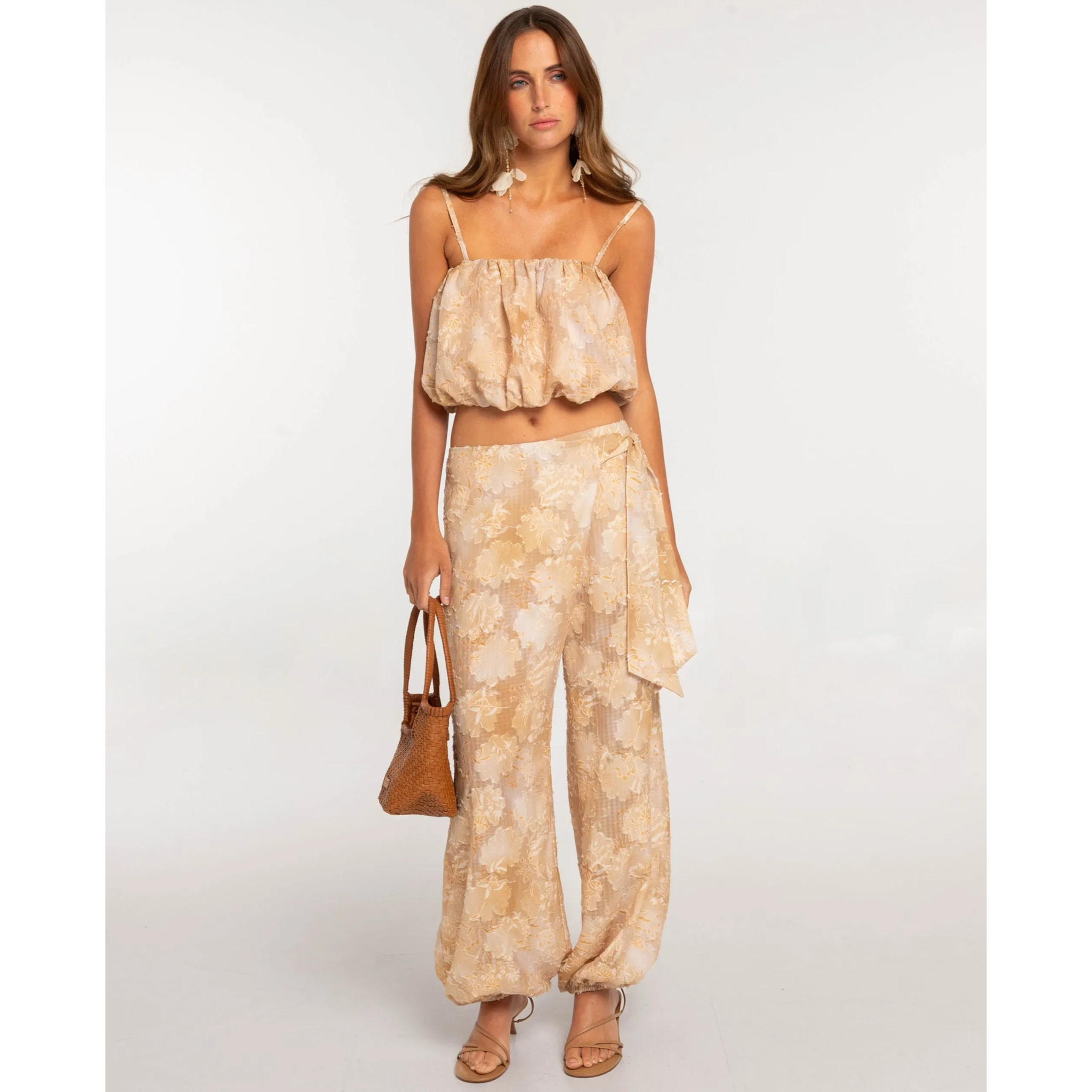 Pantalón de mujer abullonado con estampado floral