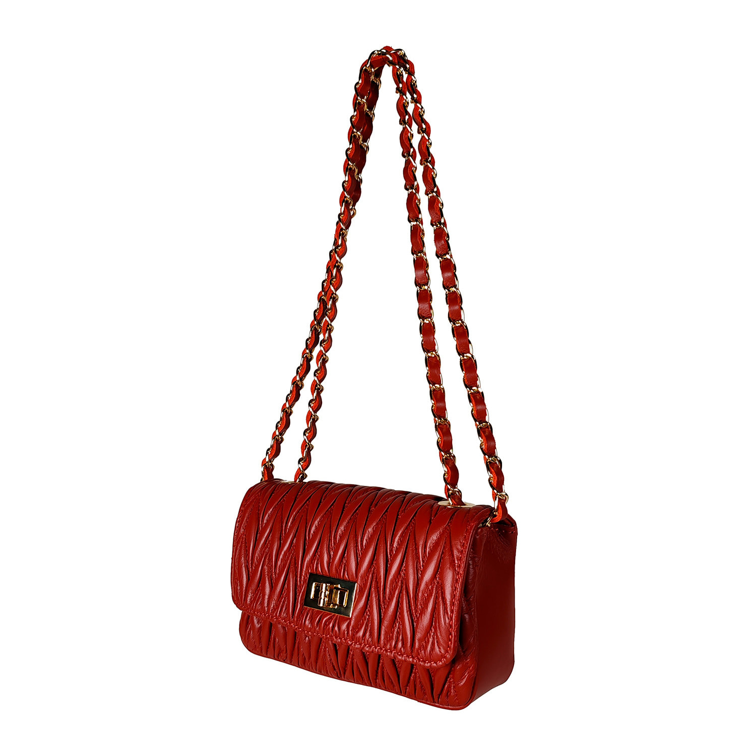 Borsa Donna in vera pelle Made in Italy colore Rosso dimensioni cm 20x12x7