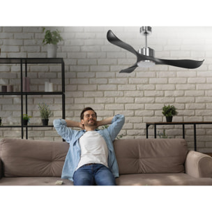 Ventilateur de plafond ø132 cm avec Wifi Réversible Hypersilence 40   W argent