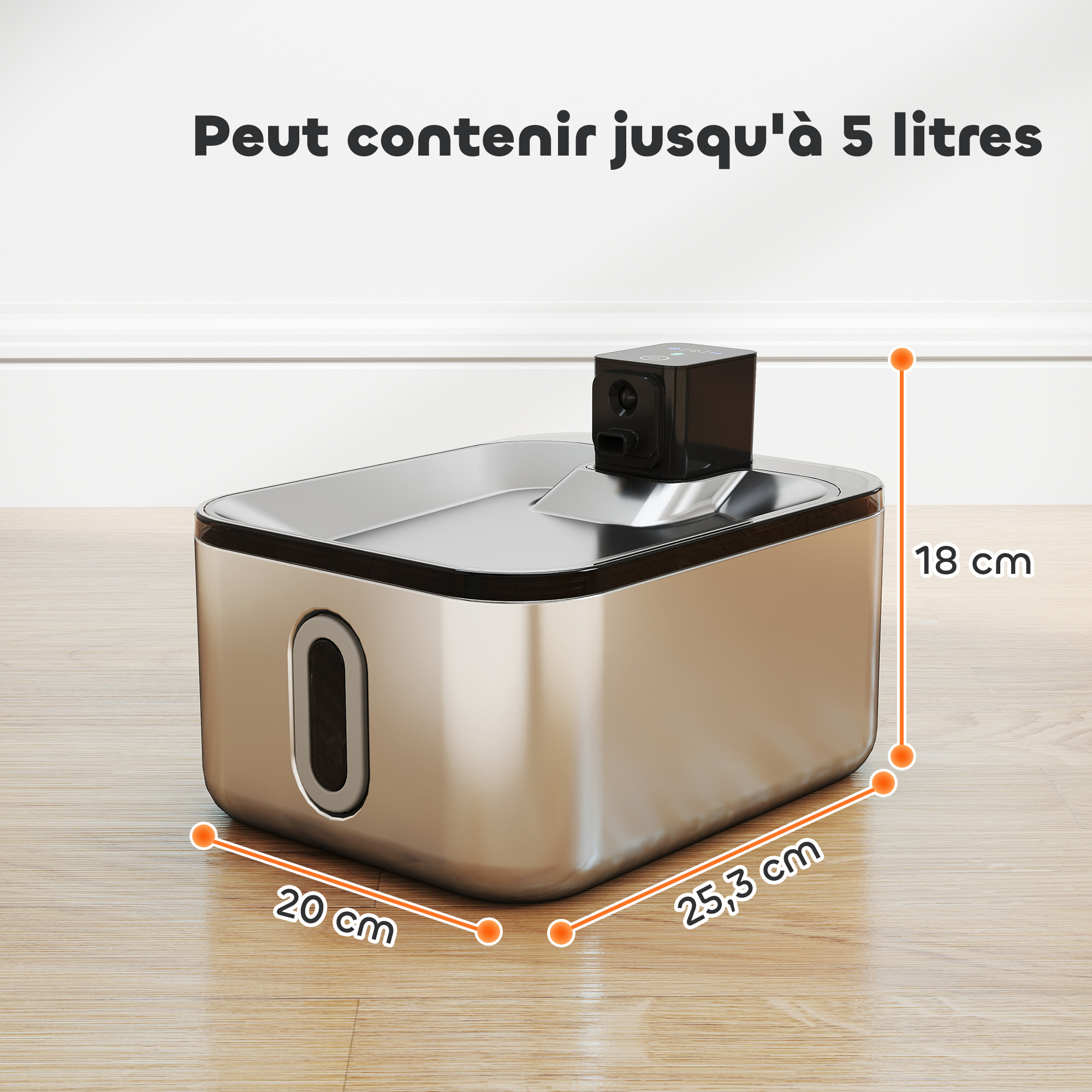 Fontaine à eau pour chat 5L filtration 3 étapes charge USB câble + nombreux accessoires inclus acier inox