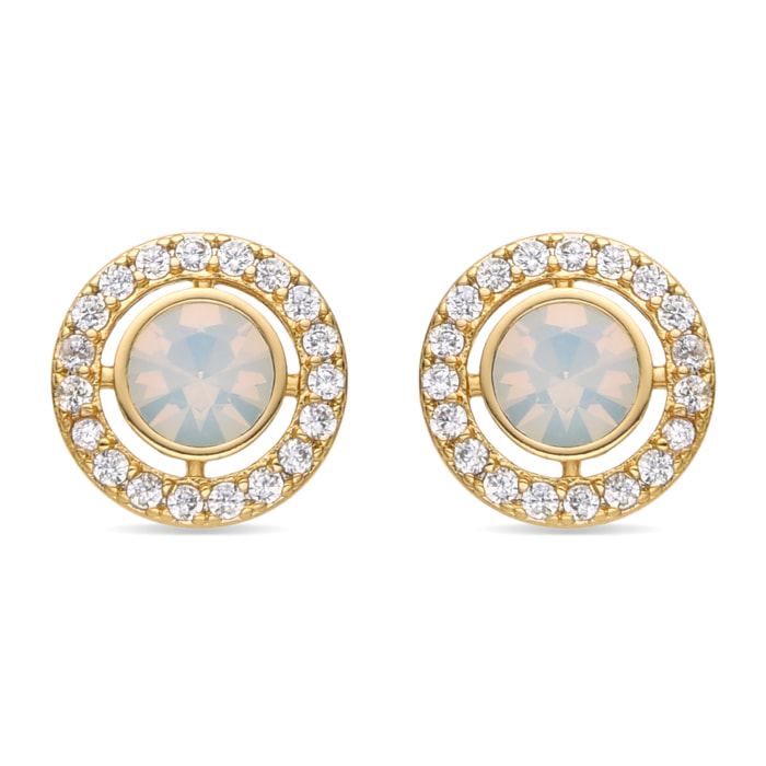 Pendientes con Circonita Brillante acabado oro 18k