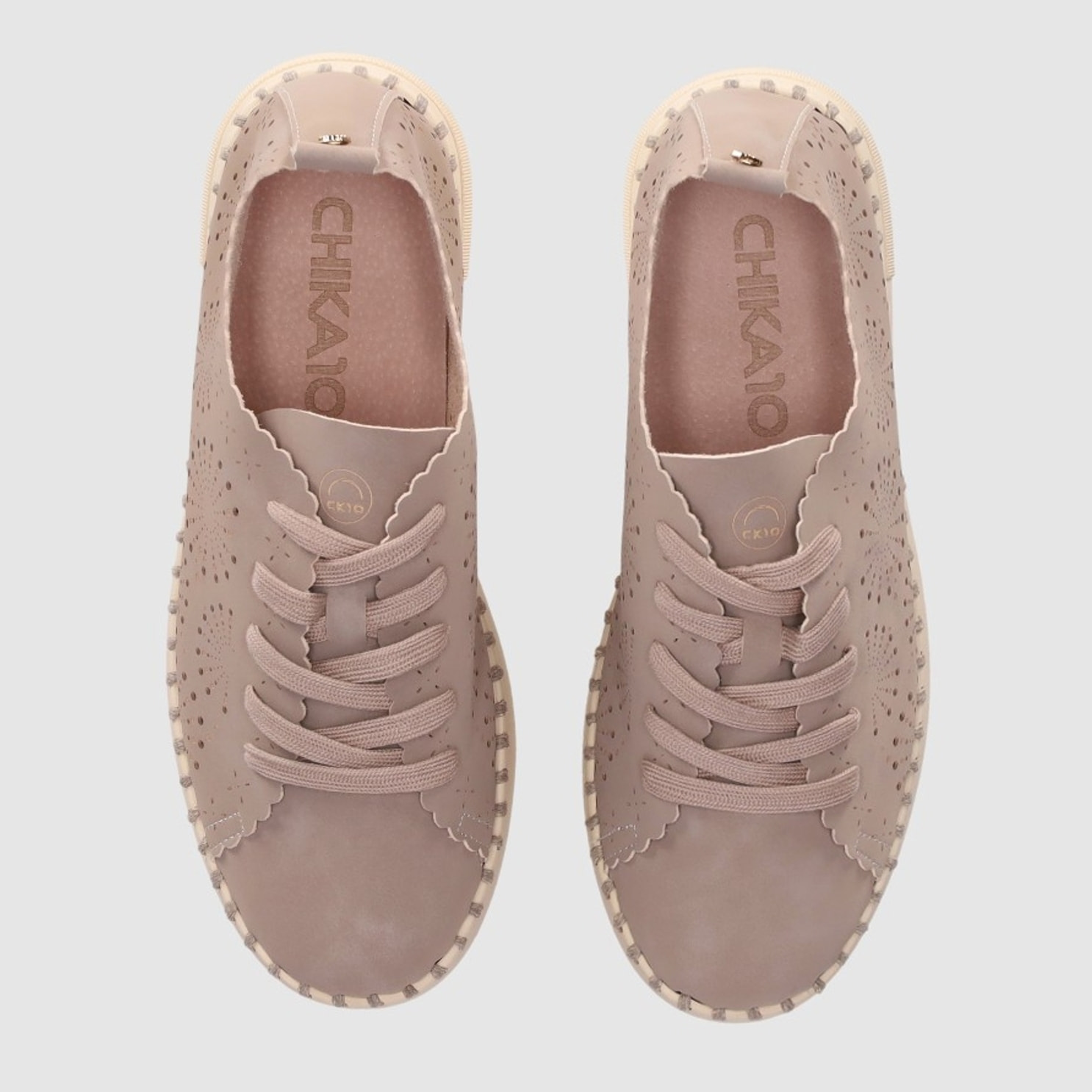 Zapatos de Tejido - Taupe - Tacón: Bajo