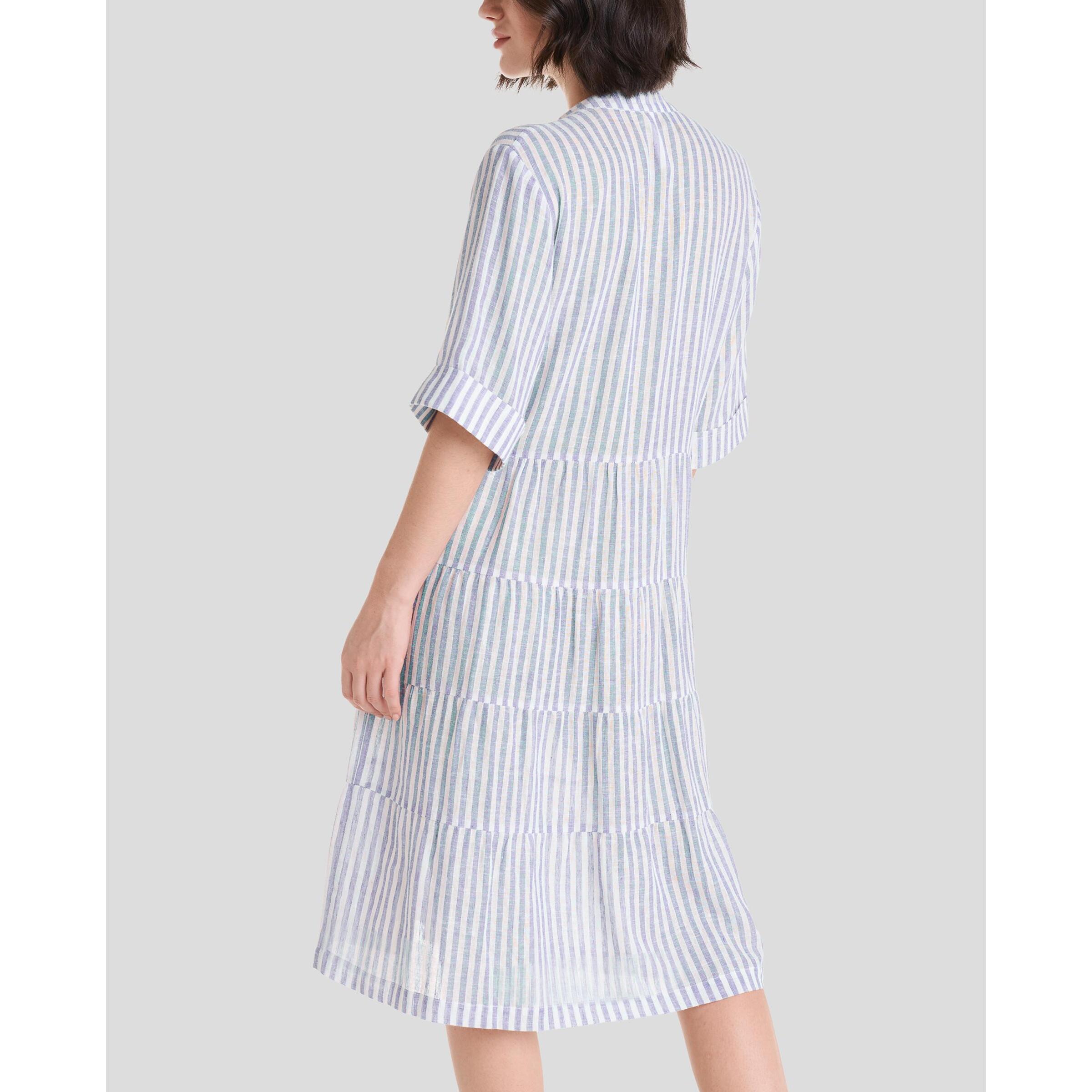 Vestido Rayas Abierto Botones